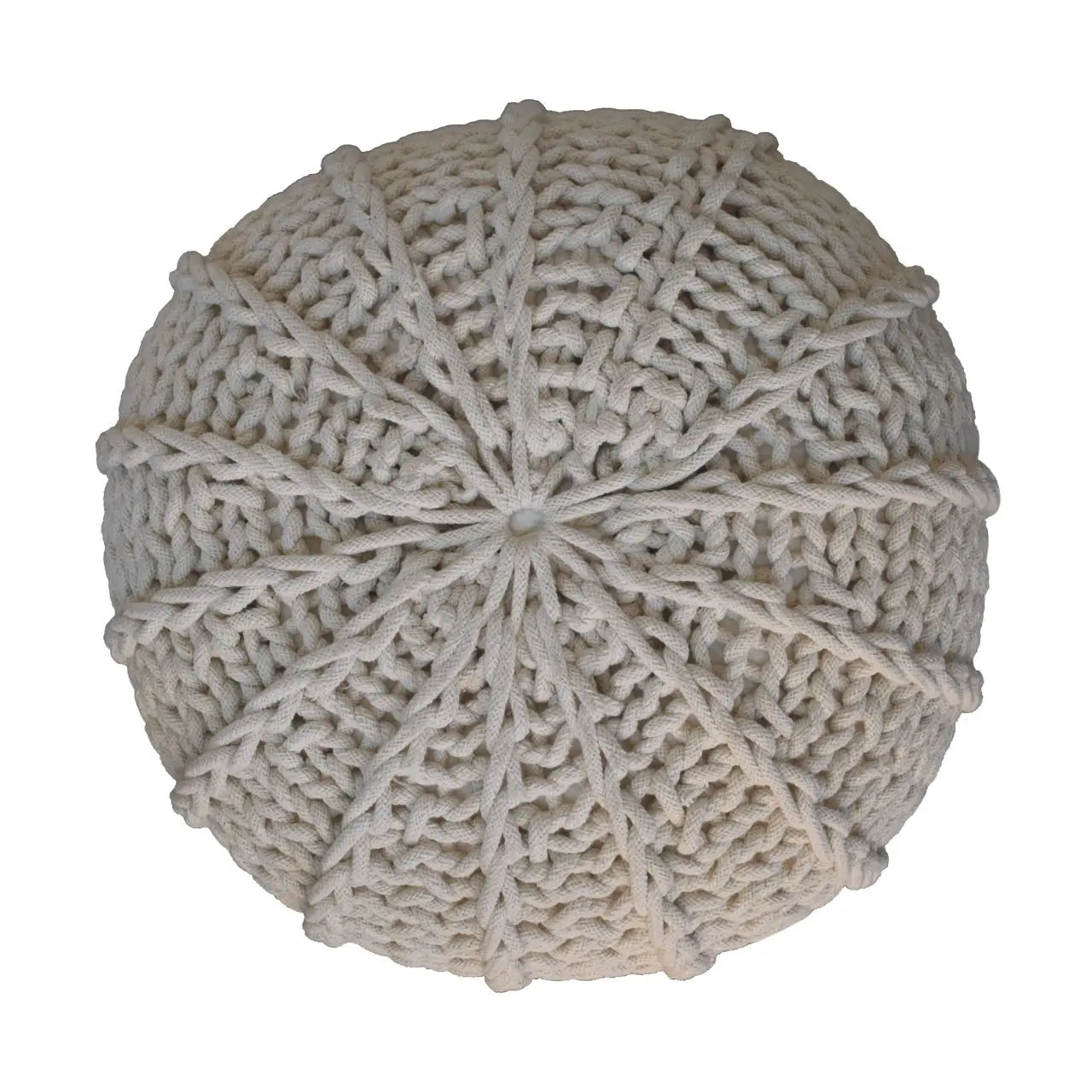 Cream Cable Pouffe - Living with Luxury