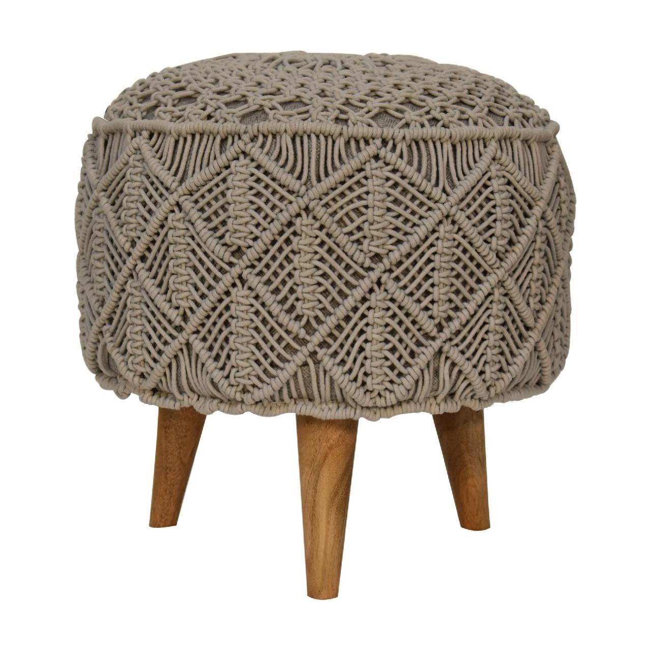 Crotchet Grey Footstool - Living with Luxury