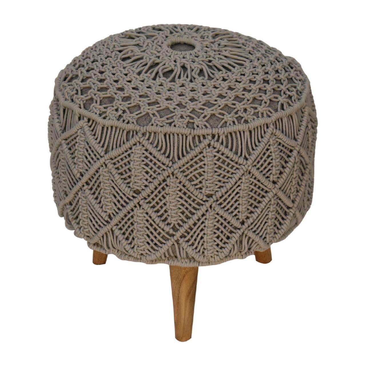 Crotchet Grey Footstool - Living with Luxury