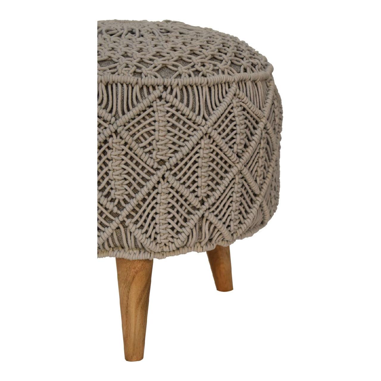 Crotchet Grey Footstool - Living with Luxury