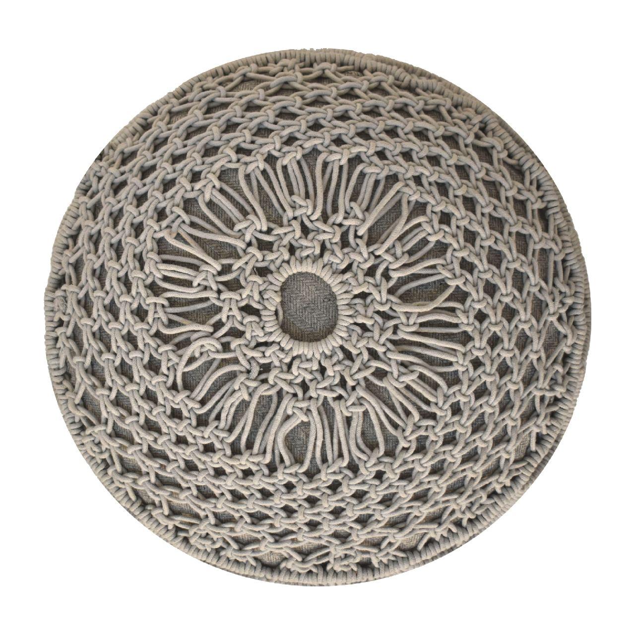 Crotchet Grey Footstool - Living with Luxury