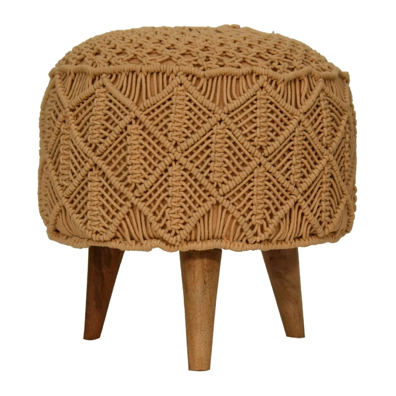 Crotchet Mustard Footstool - Living with Luxury