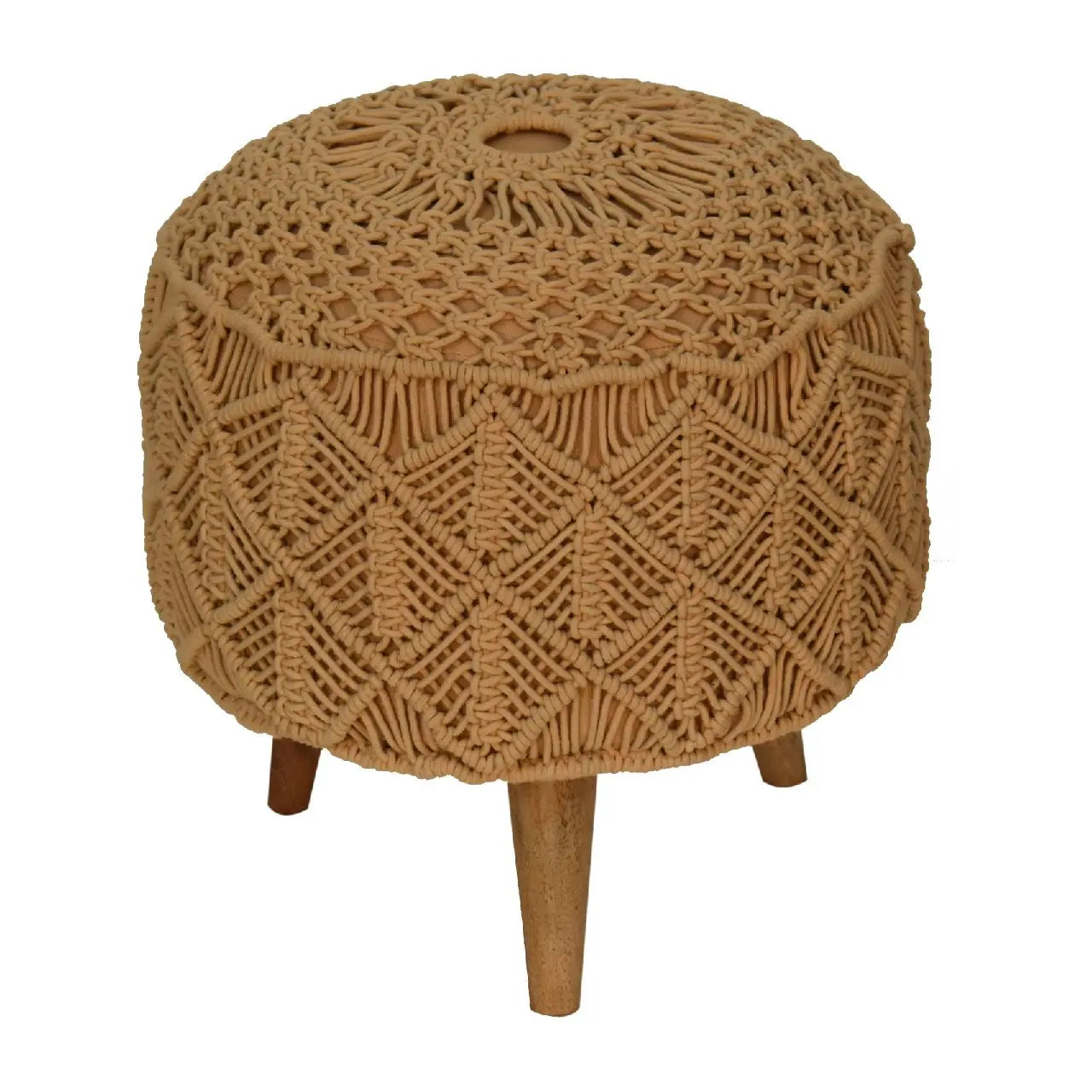 Crotchet Mustard Footstool - Living with Luxury