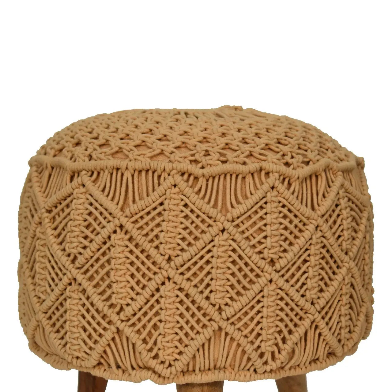 Crotchet Mustard Footstool - Living with Luxury