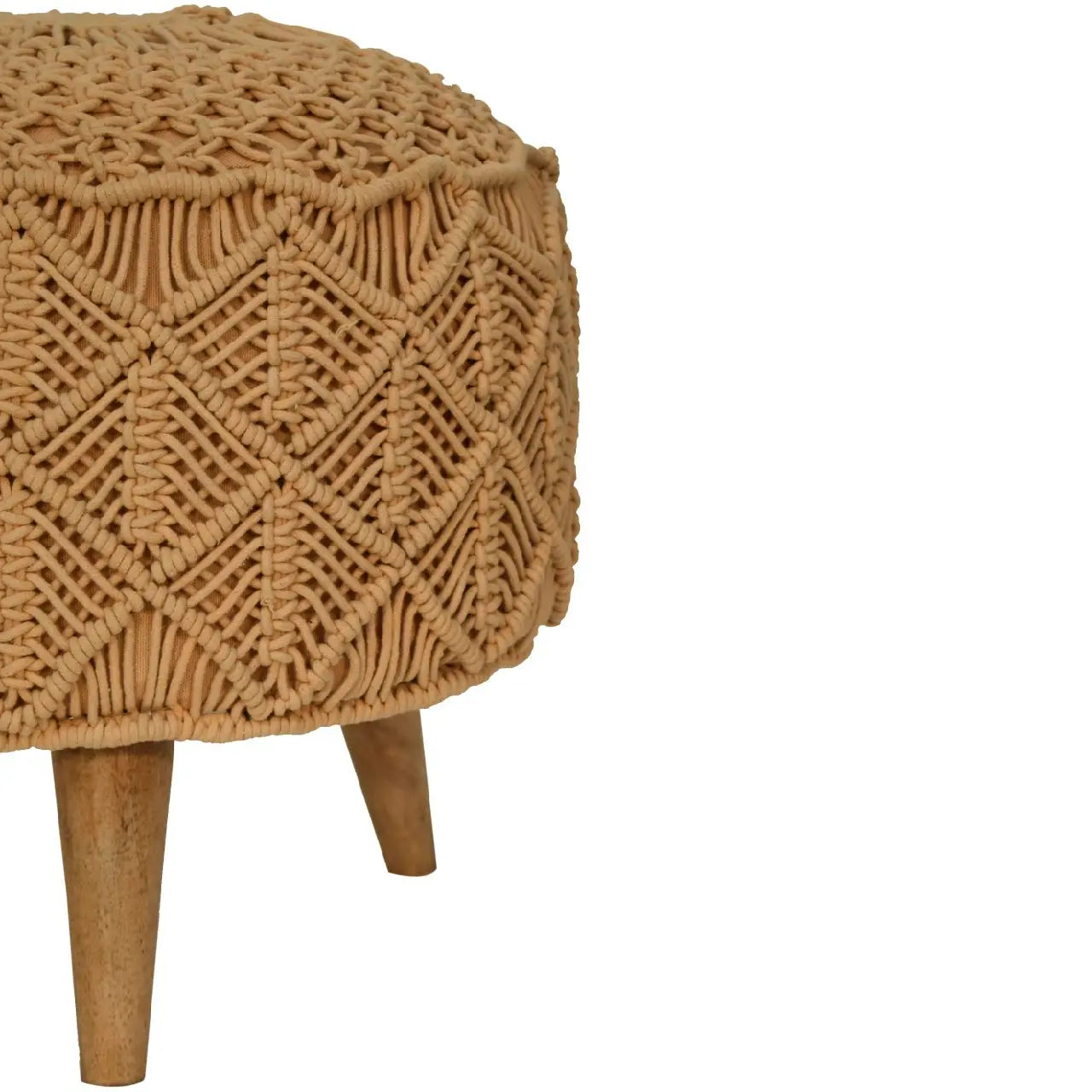 Crotchet Mustard Footstool - Living with Luxury