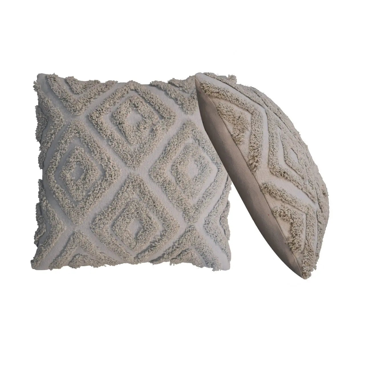 2 Grey Mini Diamond Tassle Cushions - Living with Luxury