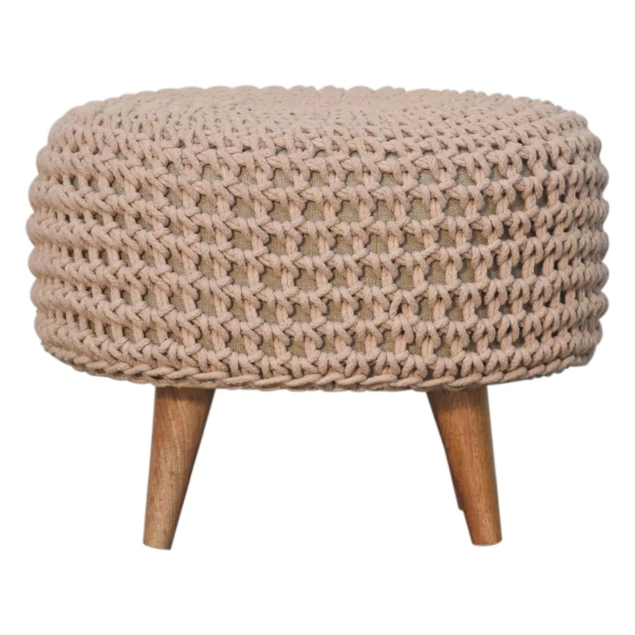 Keeva Beige Oblong Footstool - Living with Luxury