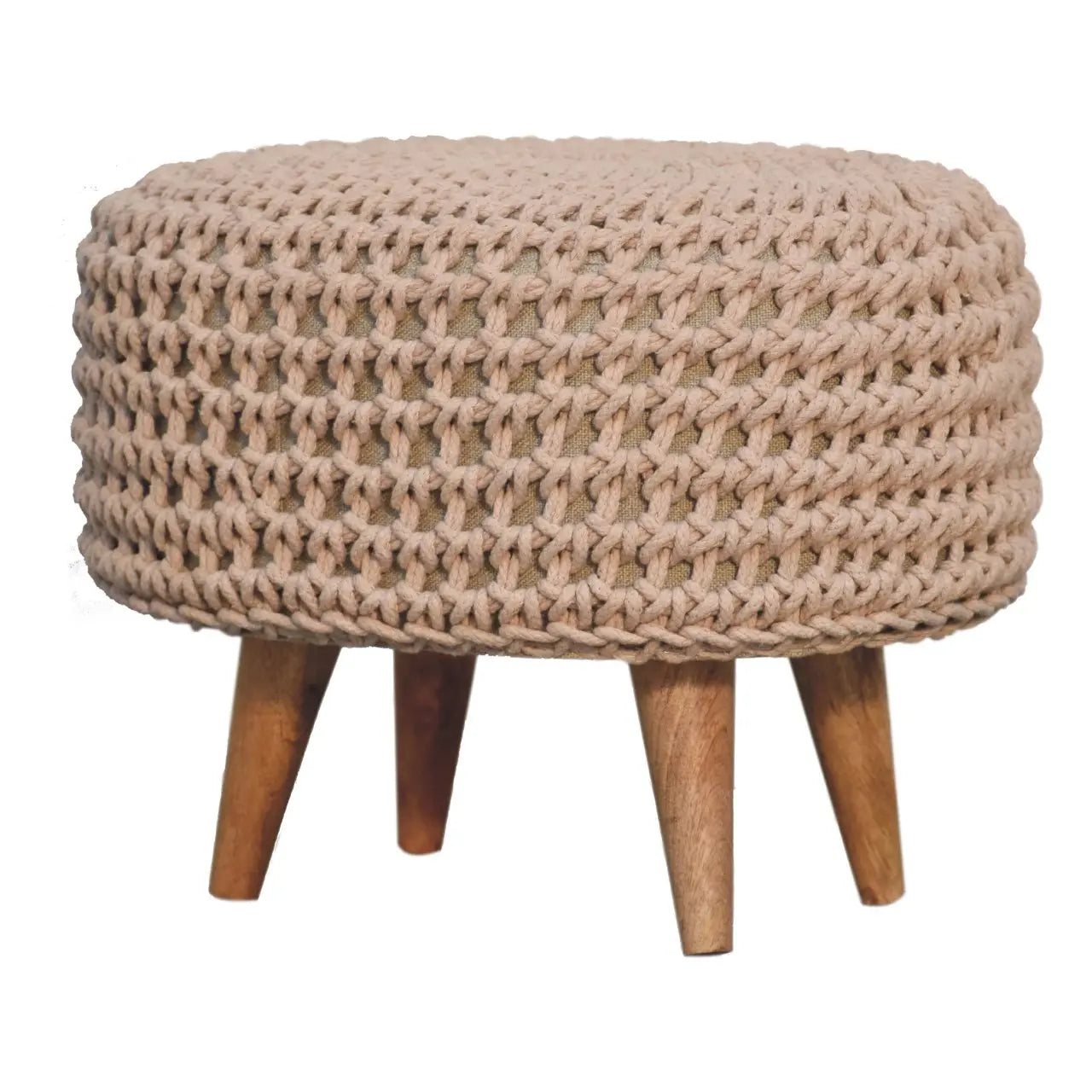 Keeva Beige Oblong Footstool - Living with Luxury