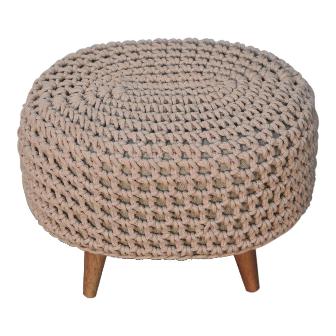 Keeva Beige Oblong Footstool - Living with Luxury
