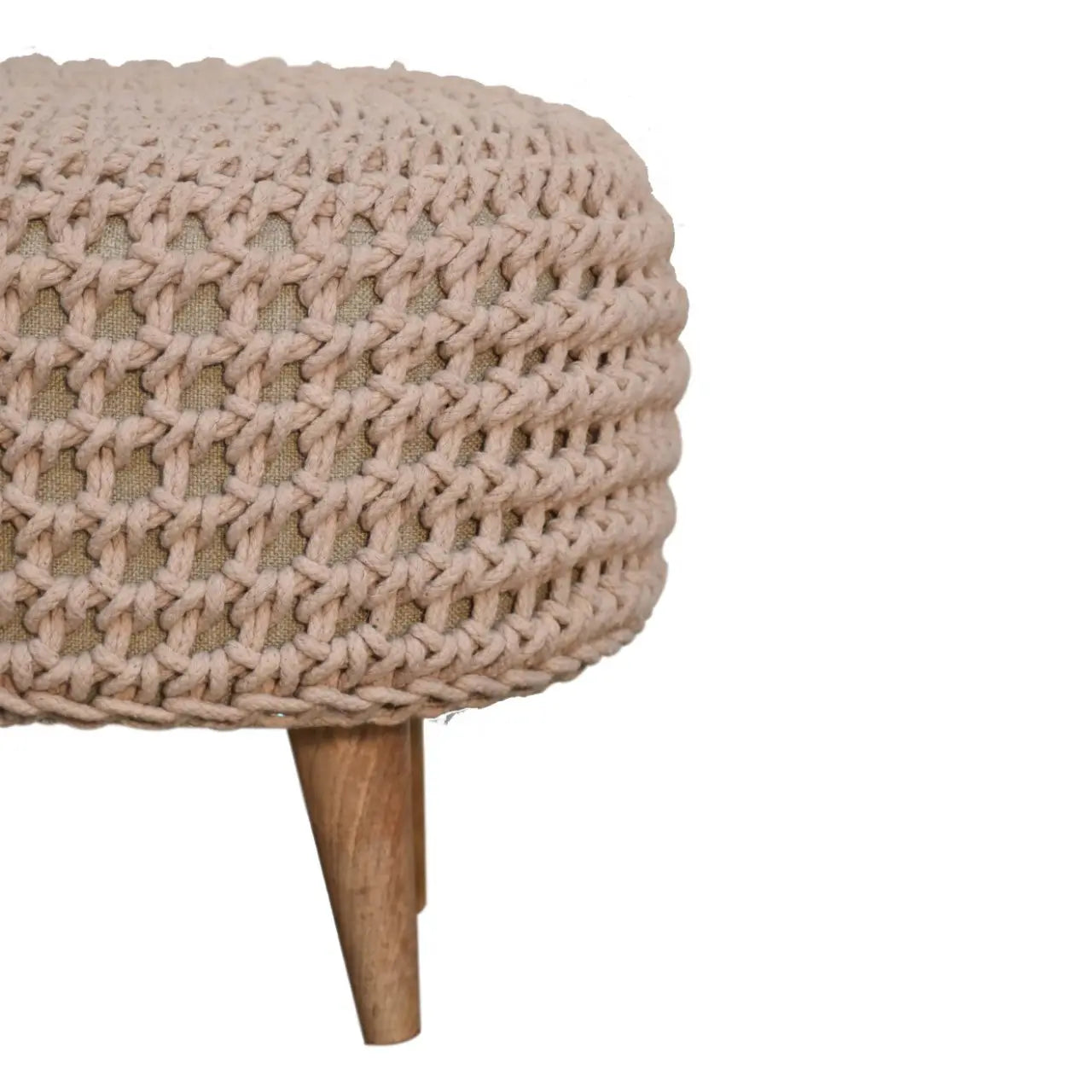 Keeva Beige Oblong Footstool - Living with Luxury