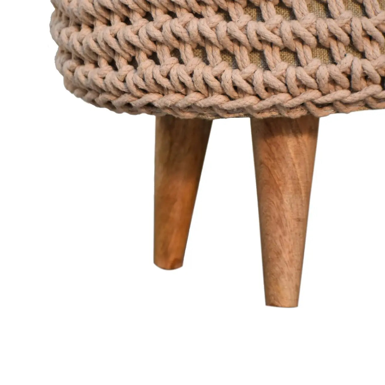 Keeva Beige Oblong Footstool - Living with Luxury