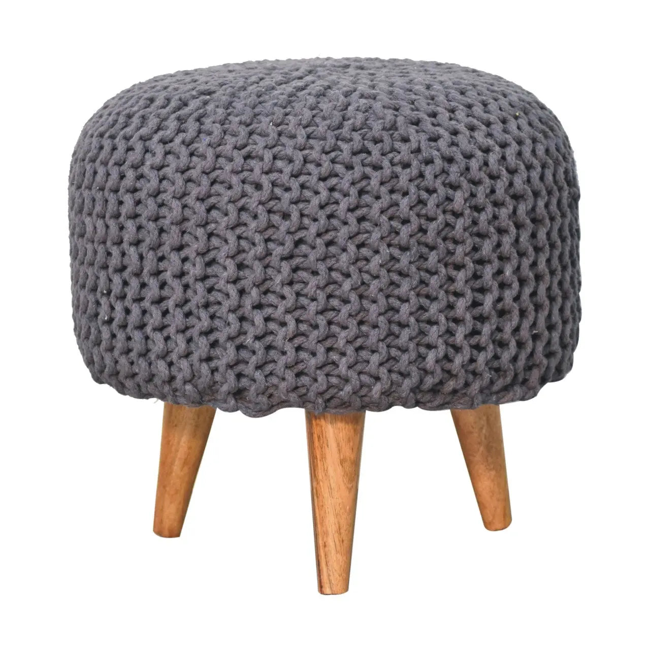 Keeva Grey Round Footstool - Living with Luxury