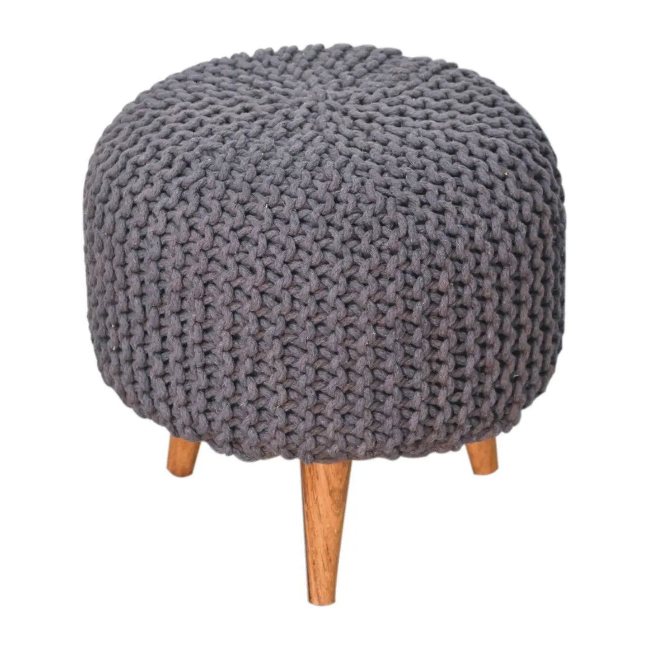 Keeva Grey Round Footstool - Living with Luxury