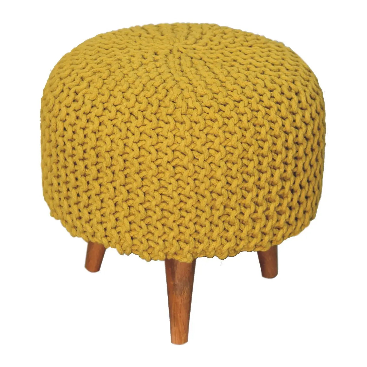 Keeva Mustard Round Footstool - Living with Luxury