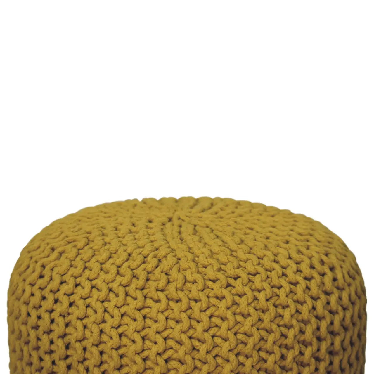 Keeva Mustard Round Footstool - Living with Luxury
