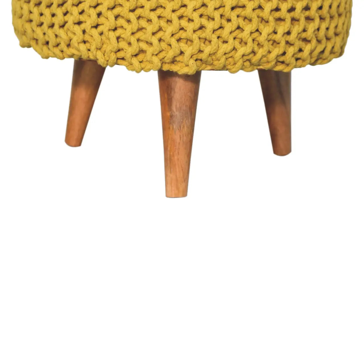 Keeva Mustard Round Footstool - Living with Luxury