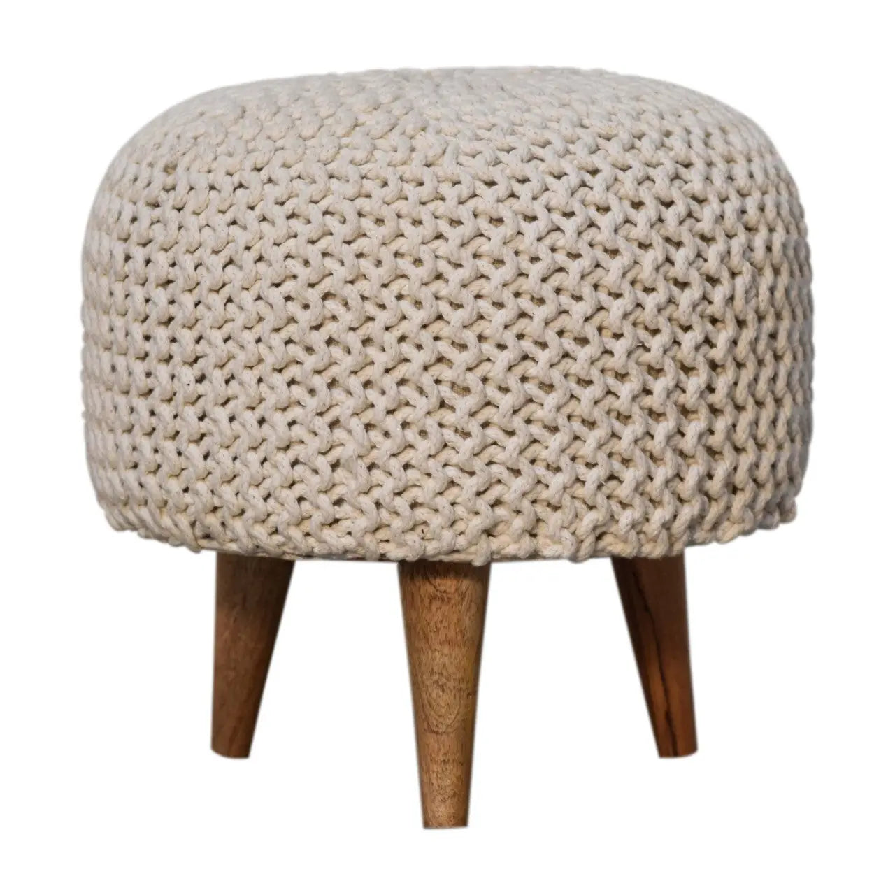 Keeva White Round Footstool - Living with Luxury