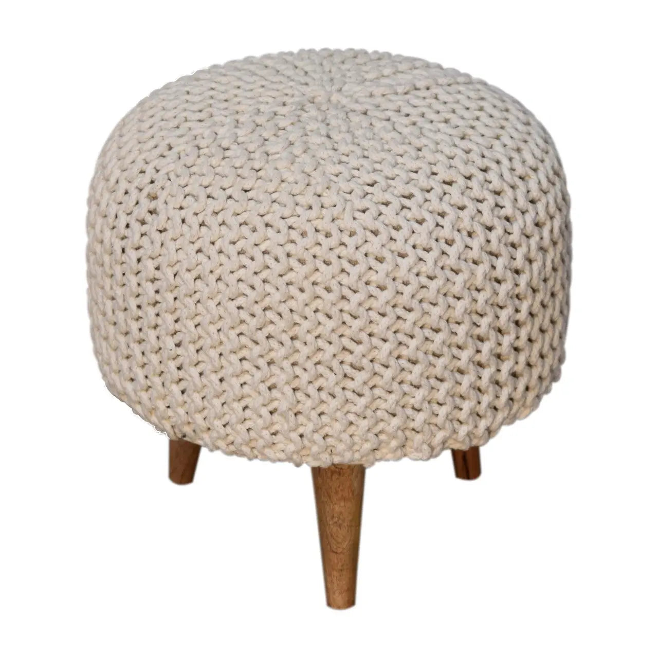 Keeva White Round Footstool - Living with Luxury