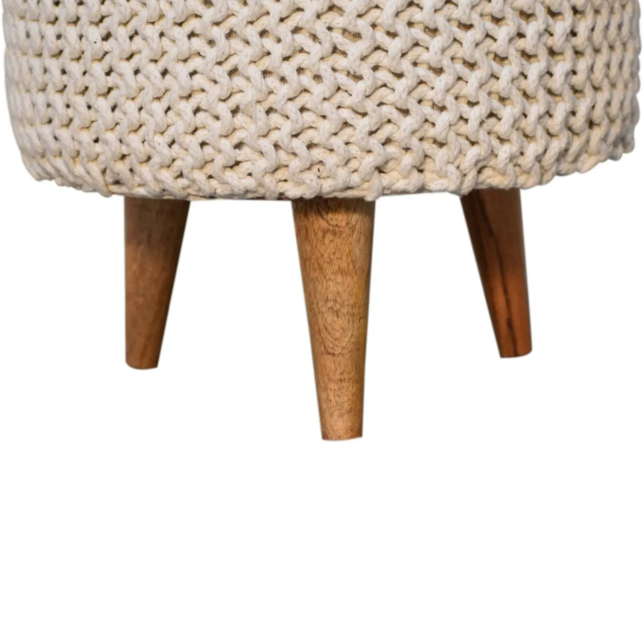 Keeva White Round Footstool - Living with Luxury