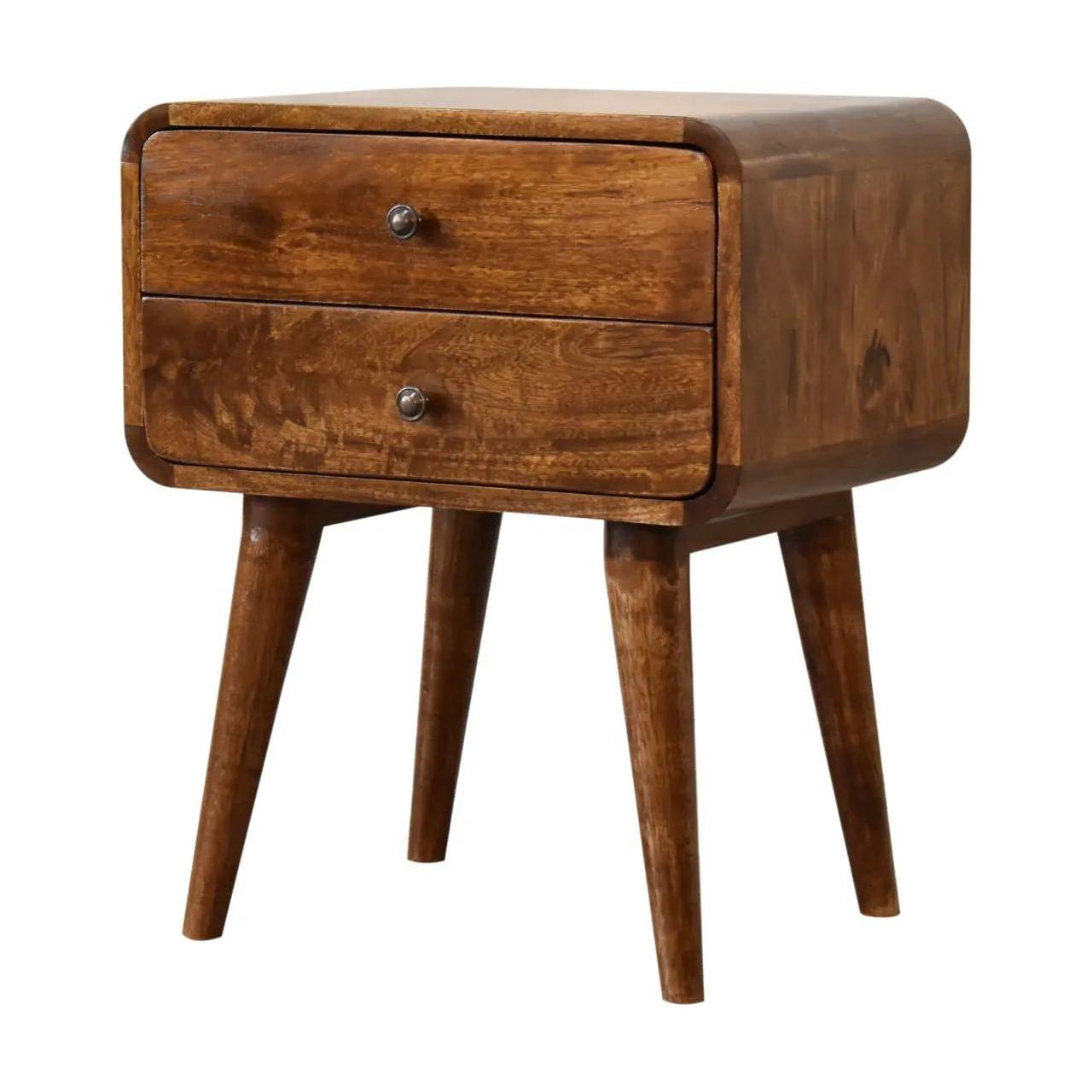 Curved Chestnut Bedside - Living with Luxury