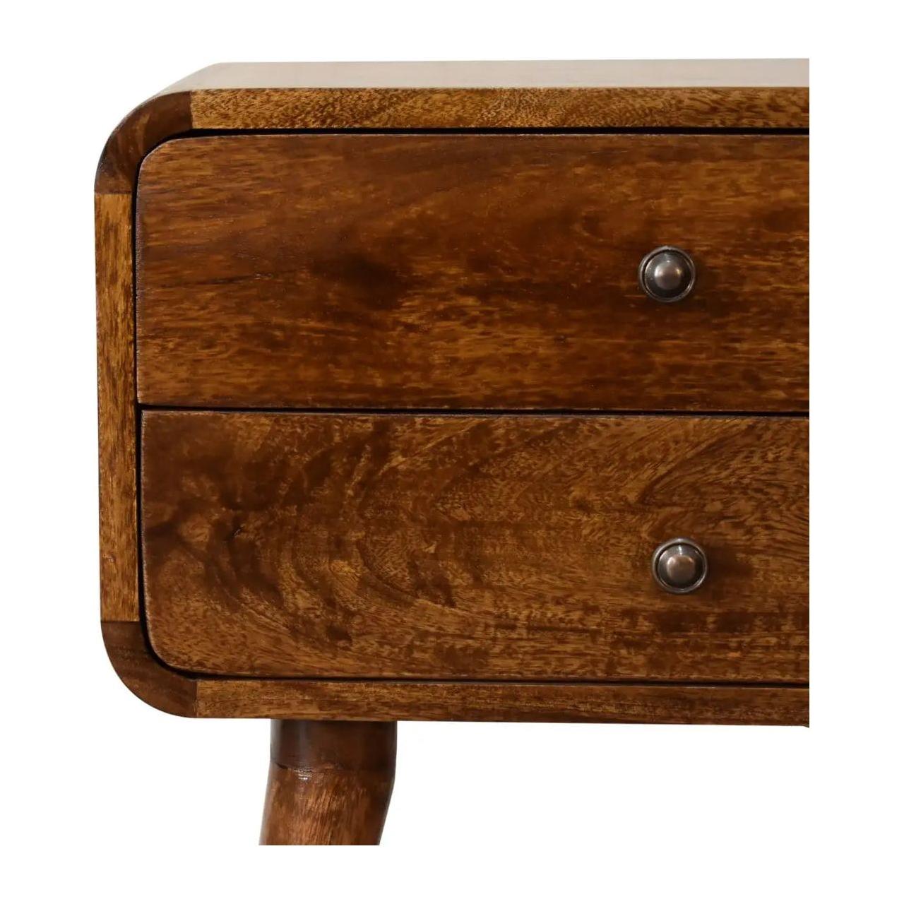 Curved Chestnut Bedside - Living with Luxury