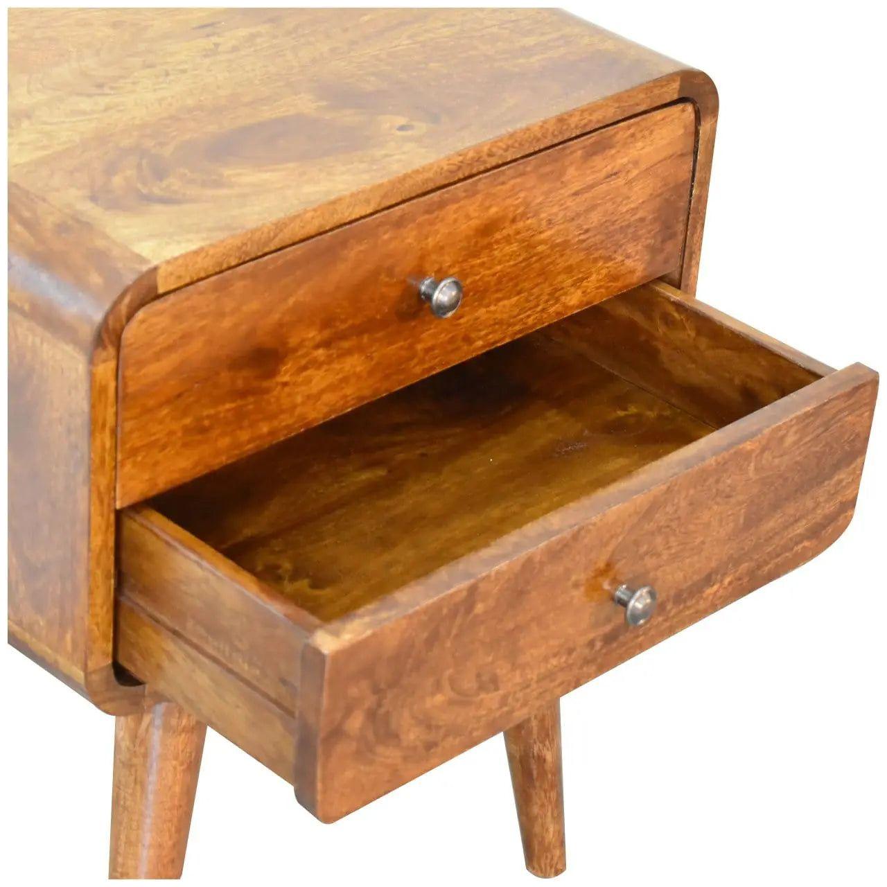 Curved Chestnut Bedside - Living with Luxury