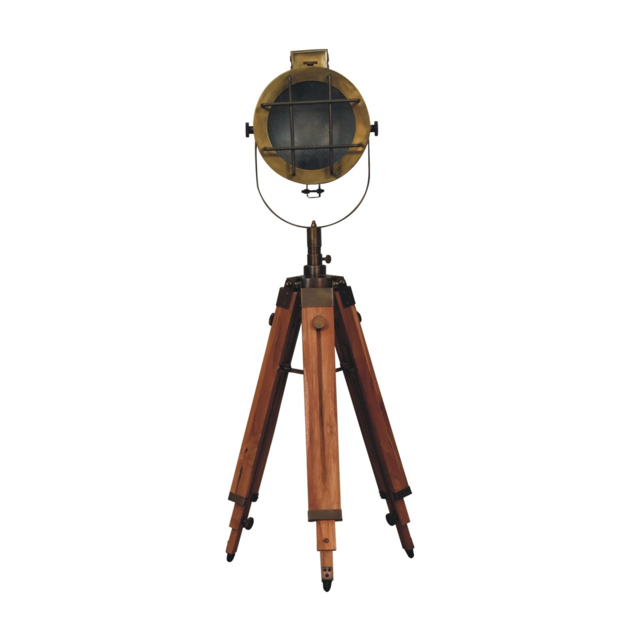 Caged Brass Spotlight Floor Lamp