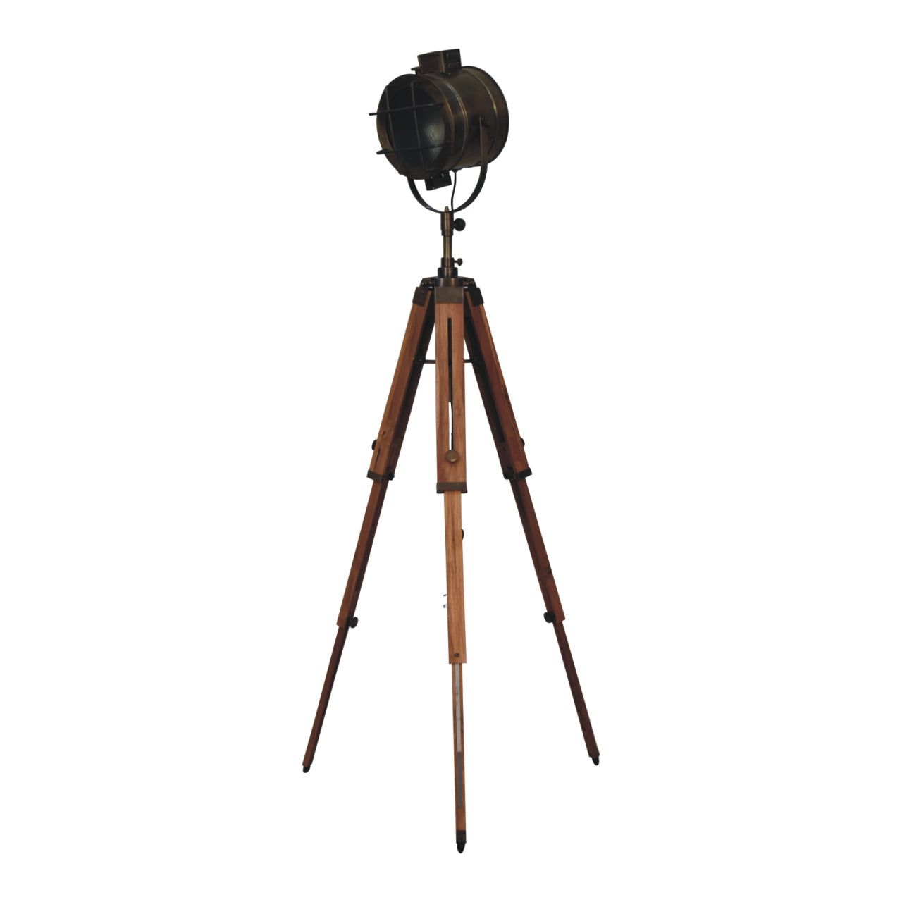 Caged Brass Spotlight Floor Lamp