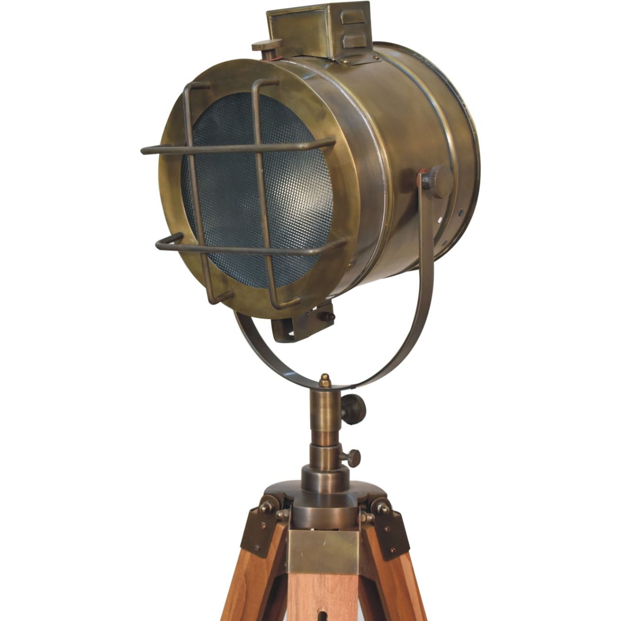 Caged Brass Spotlight Floor Lamp