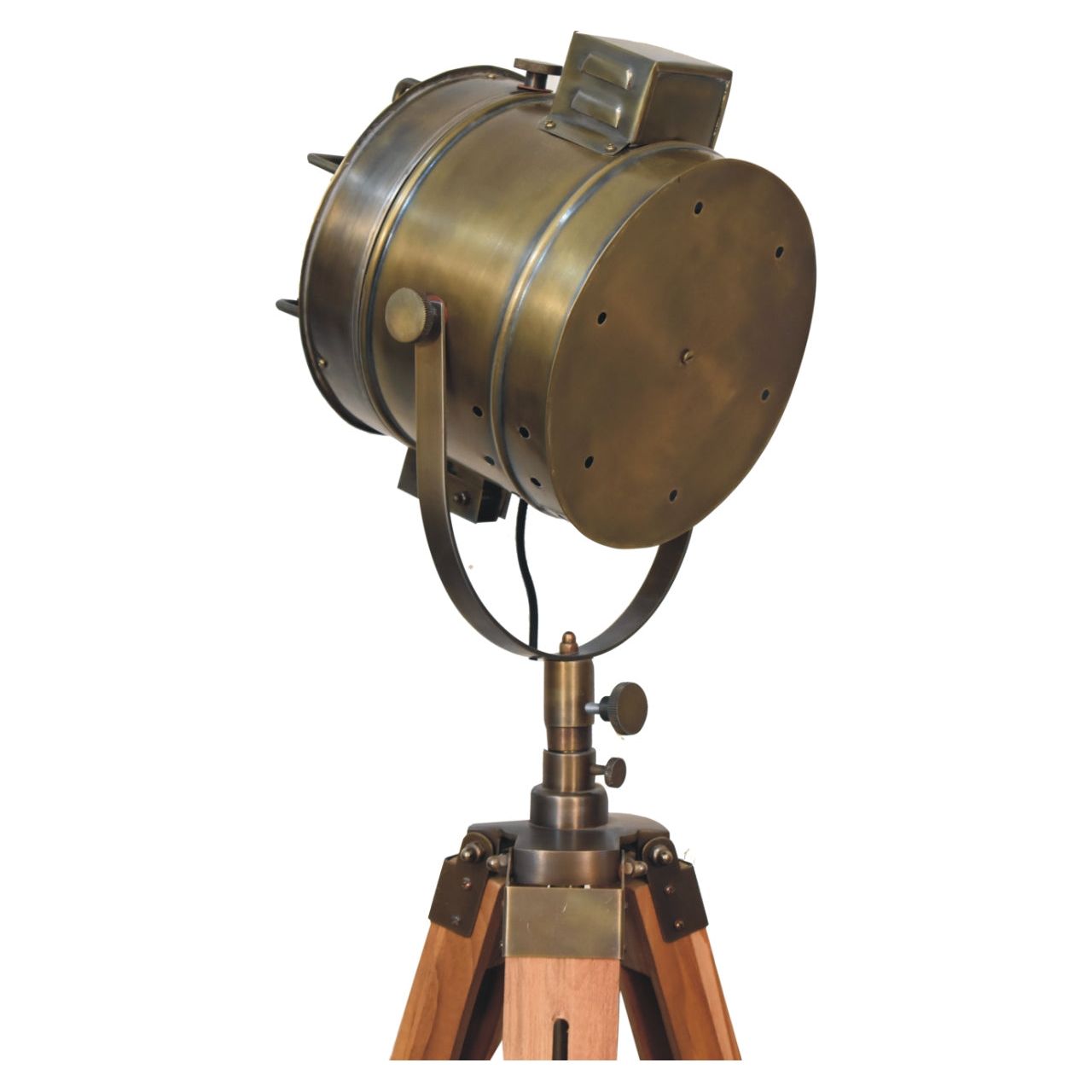 Caged Brass Spotlight Floor Lamp