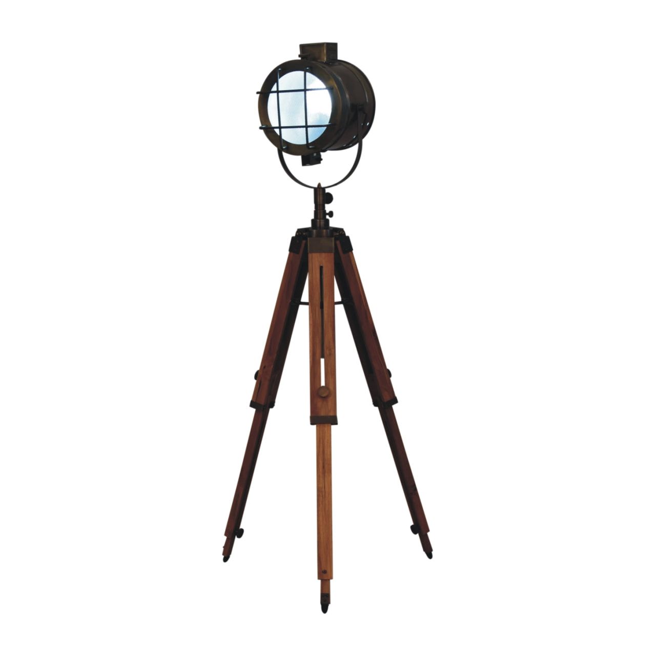 Caged Brass Spotlight Floor Lamp
