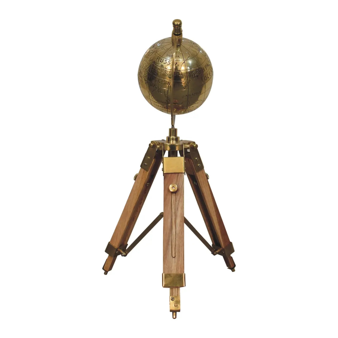 Brass Antique Tripod Globe - Living with Luxury