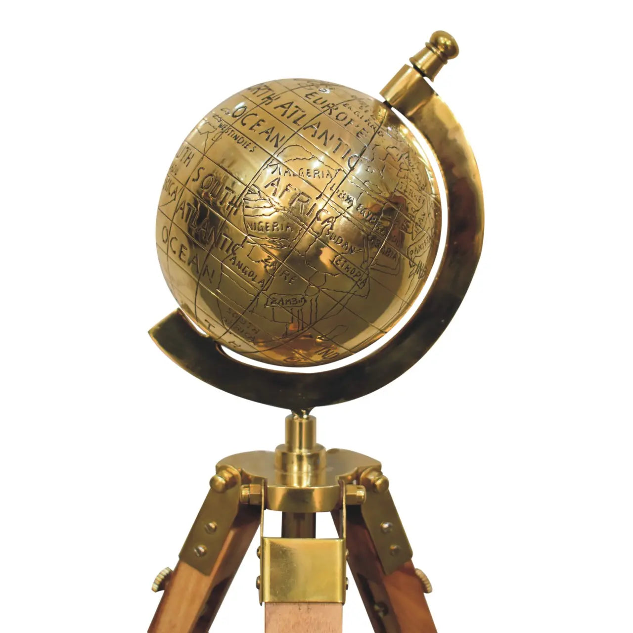 Brass Antique Tripod Globe - Living with Luxury