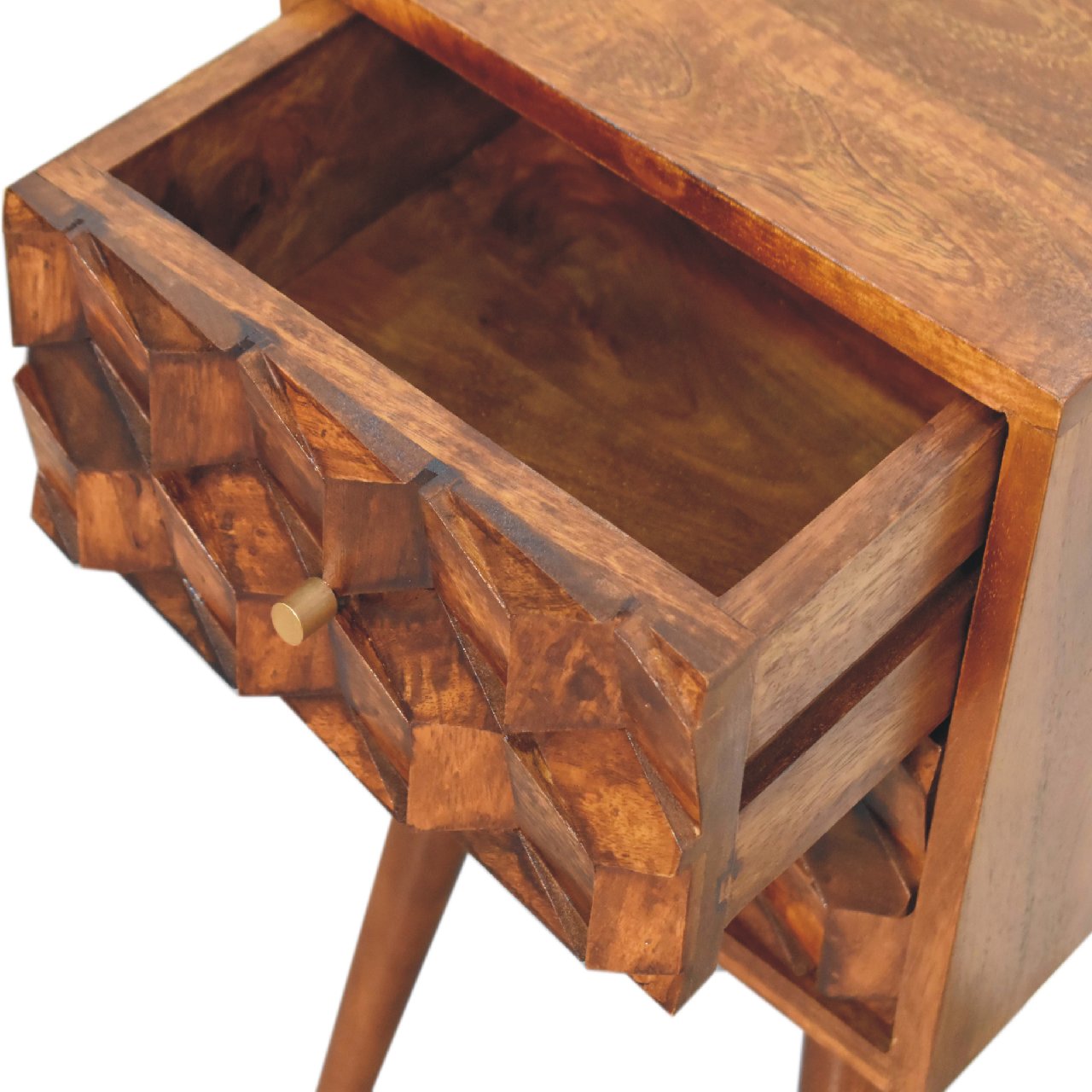 Mini Chestnut Cube 2 Drawer Bedside Living with Luxury