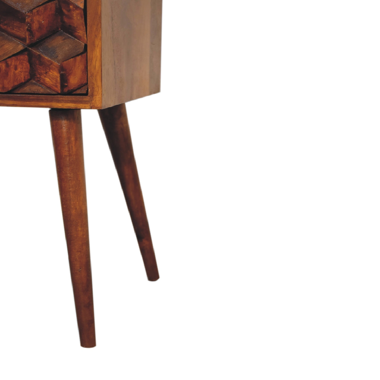 Mini Chestnut Cube 2 Drawer Bedside Living with Luxury