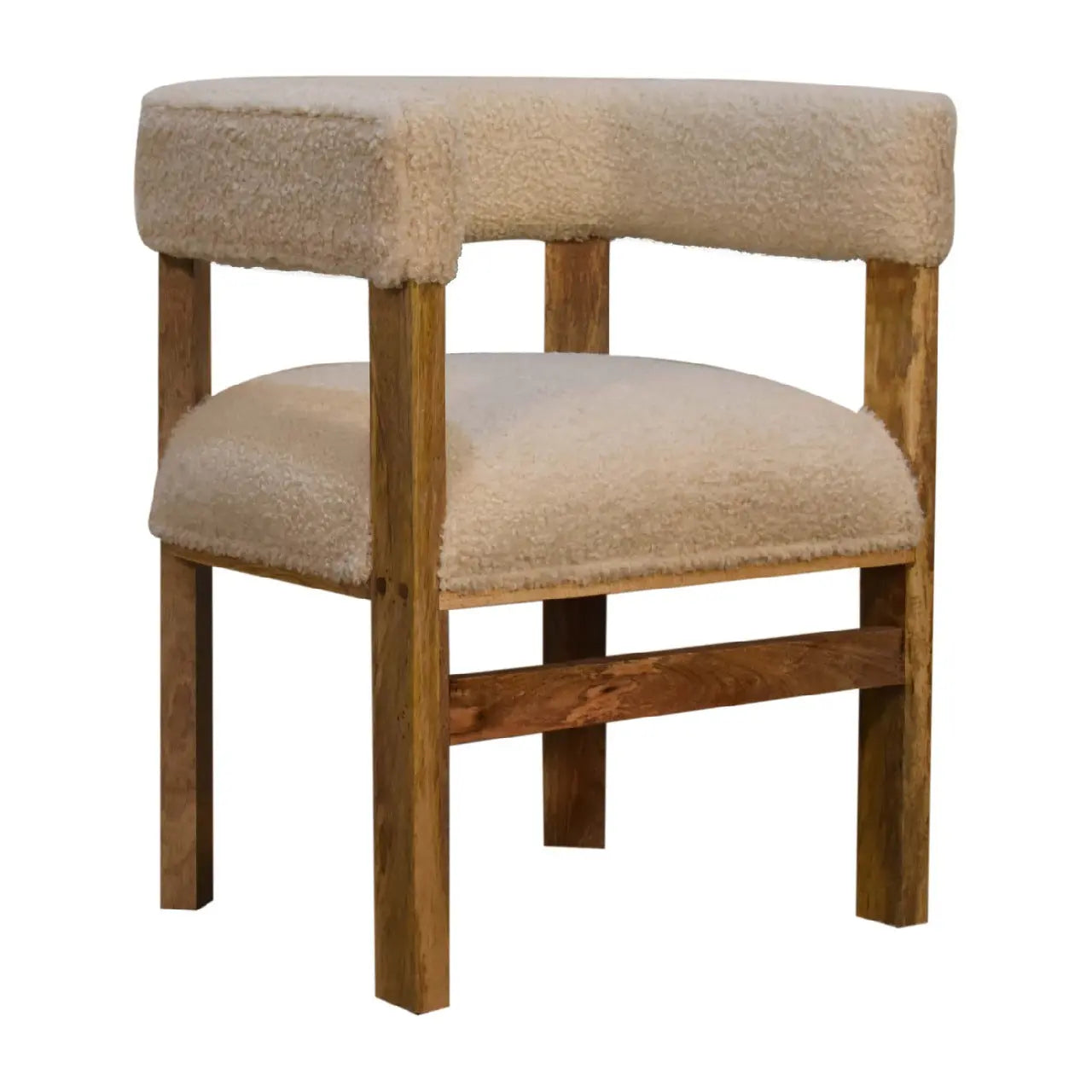Cream Boucle Solid Wood Chair - Living with Luxury