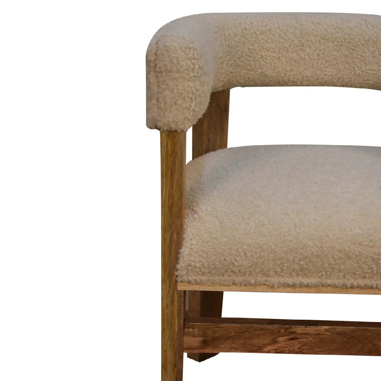 Cream Boucle Solid Wood Chair - Living with Luxury