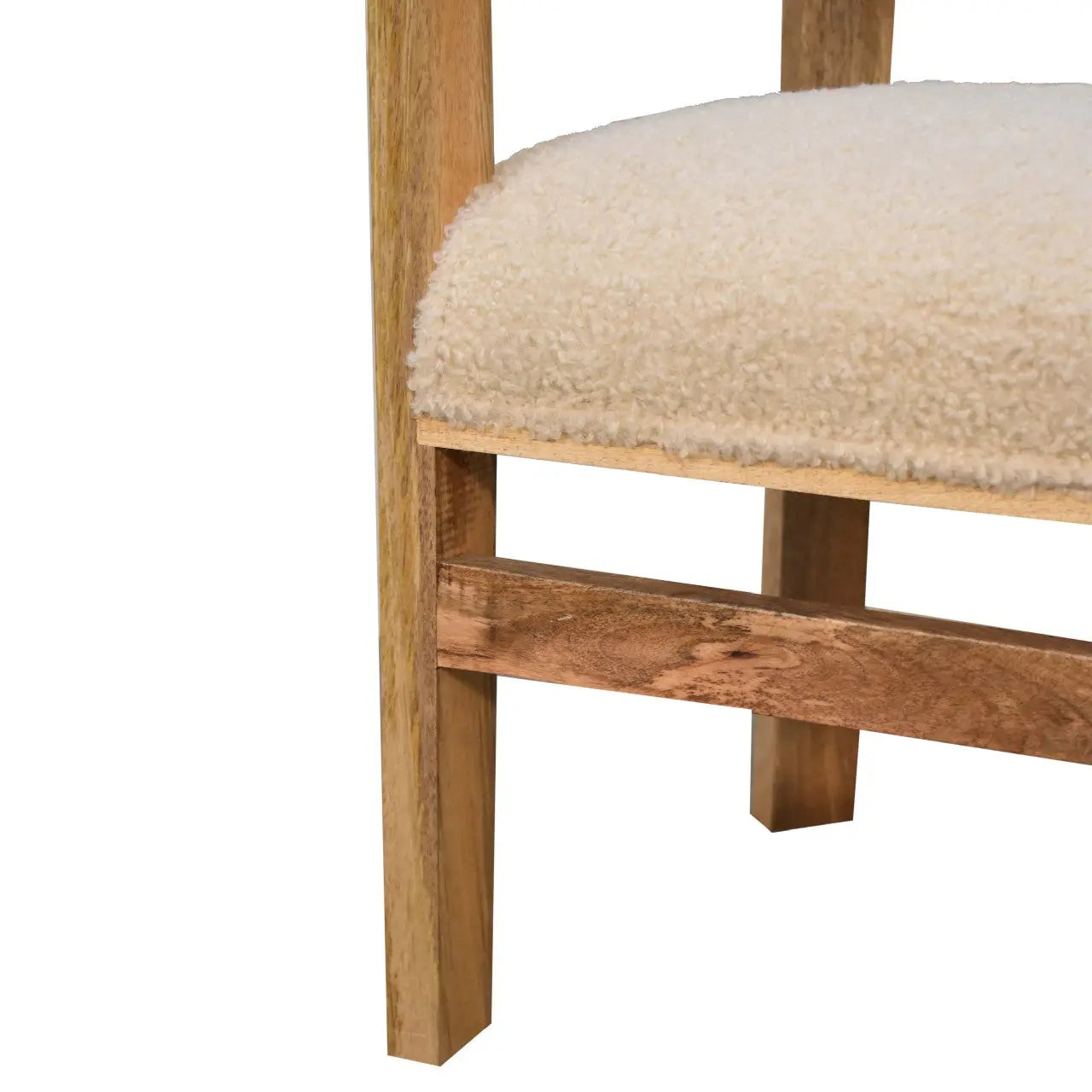Cream Boucle Solid Wood Chair - Living with Luxury