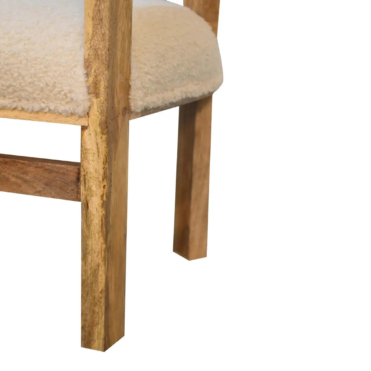 Cream Boucle Solid Wood Chair - Living with Luxury