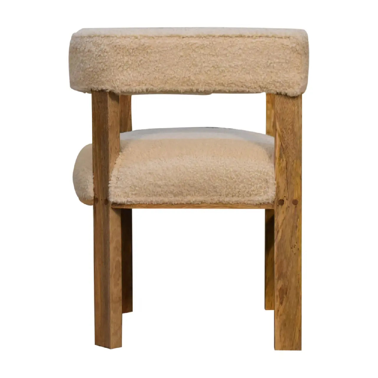 Cream Boucle Solid Wood Chair - Living with Luxury