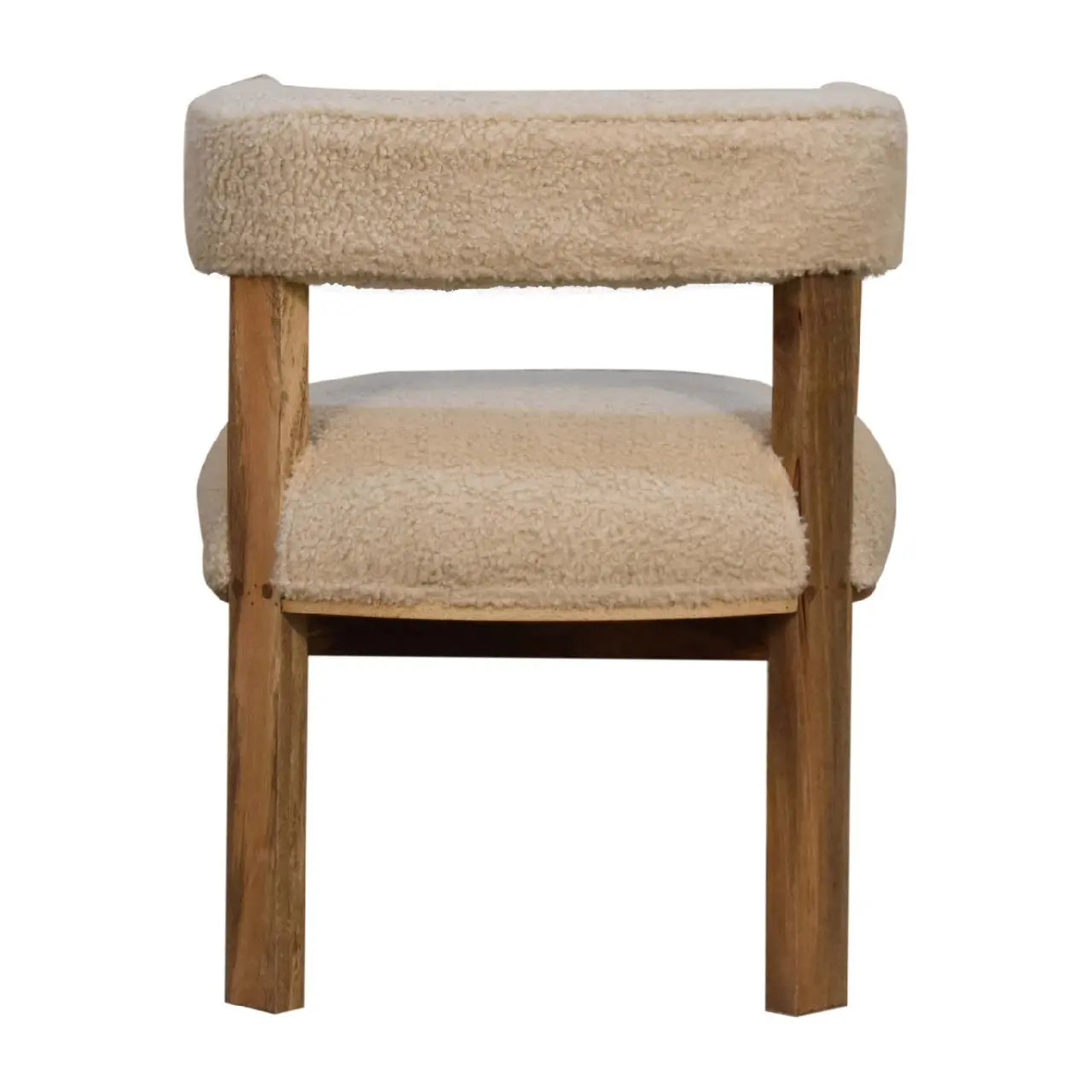 Cream Boucle Solid Wood Chair - Living with Luxury