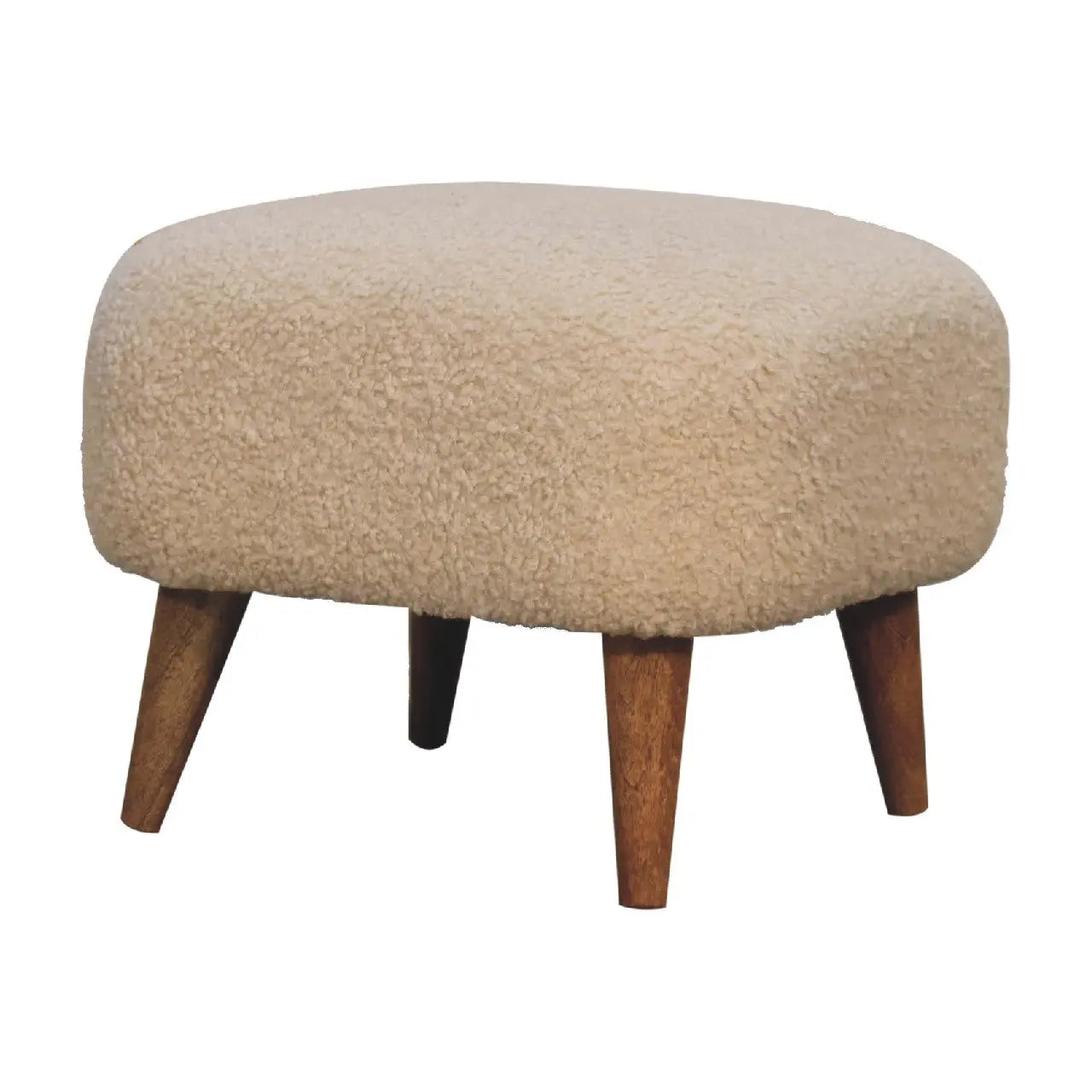 Boucle Cream Square Footstool - Living with Luxury