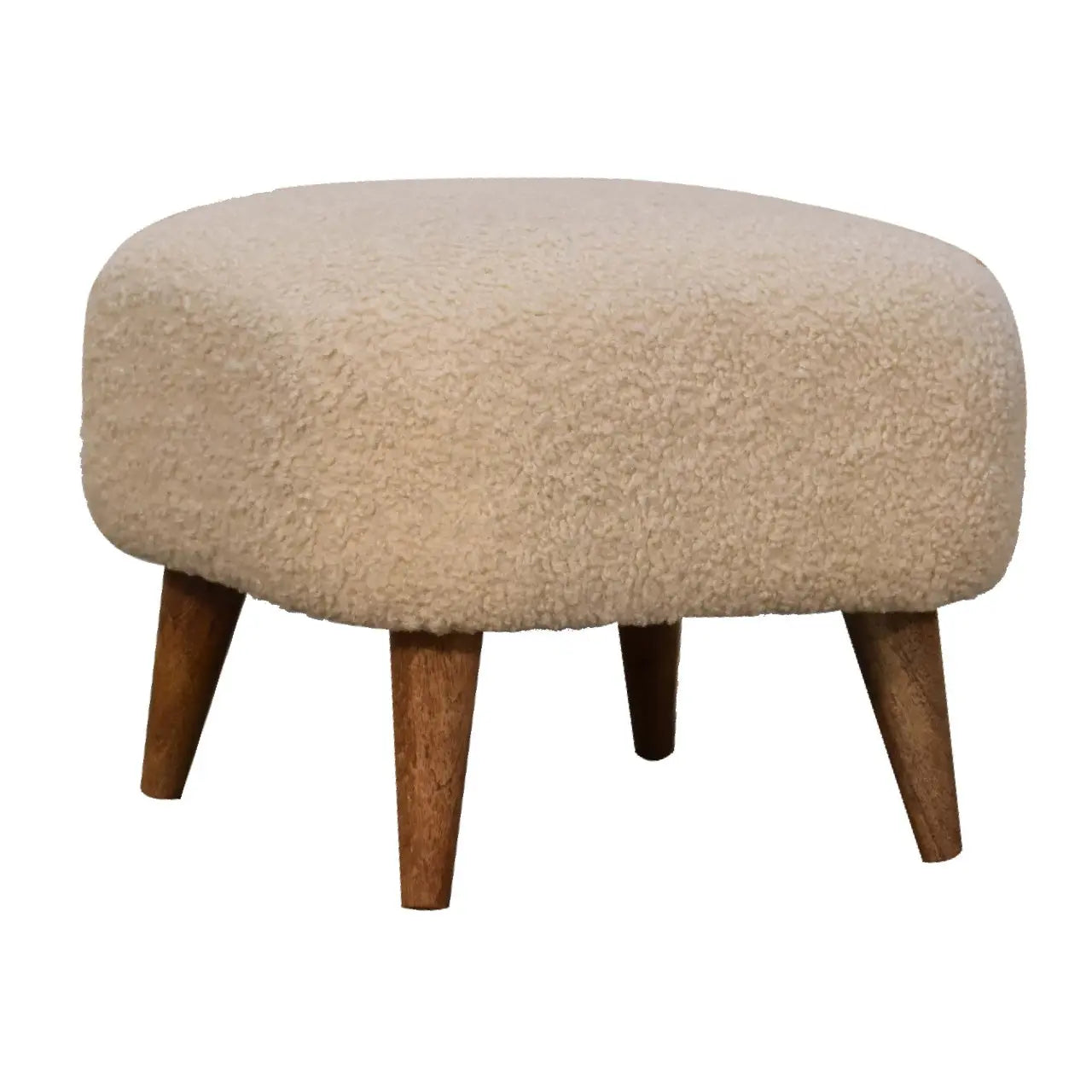 Boucle Cream Square Footstool - Living with Luxury