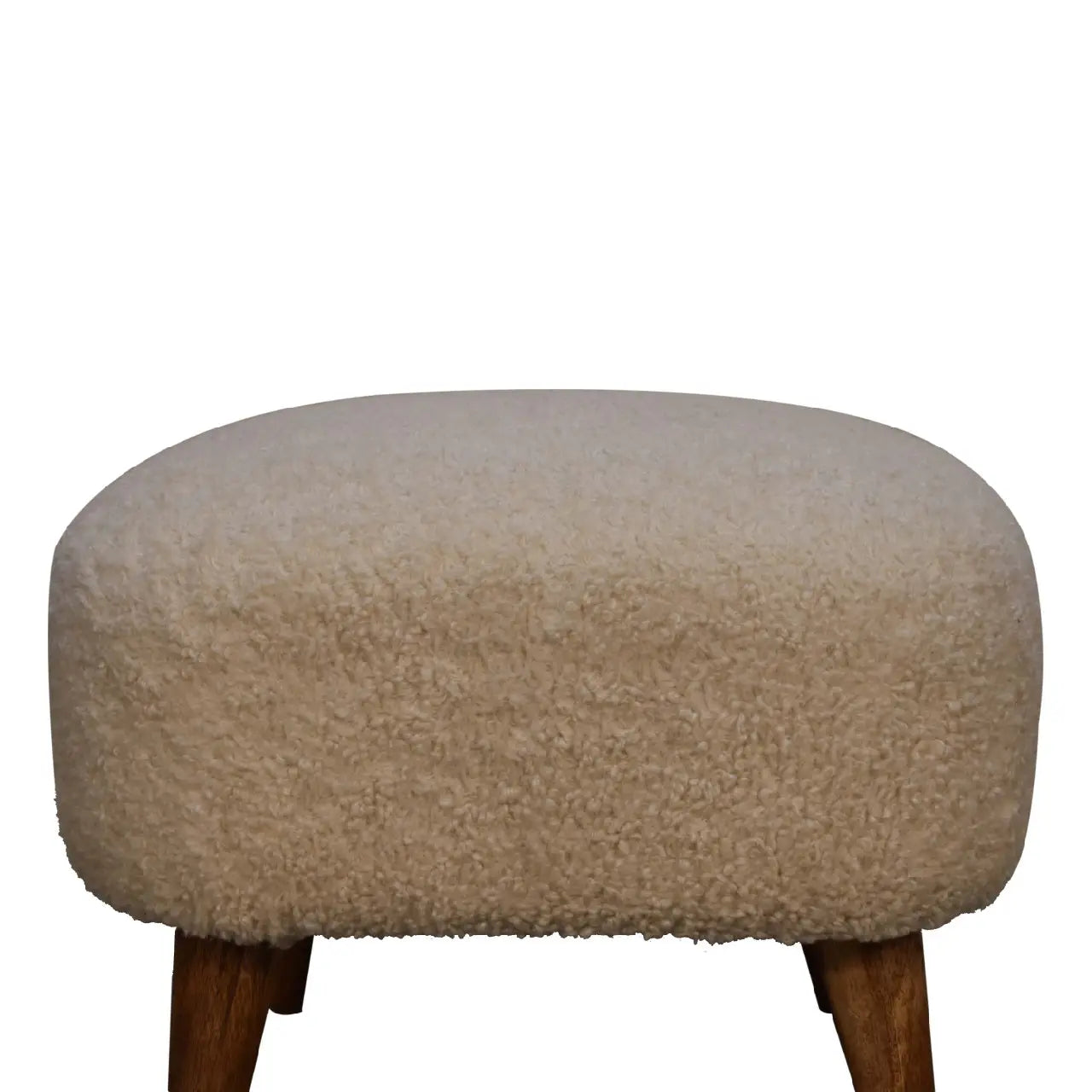 Boucle Cream Square Footstool - Living with Luxury