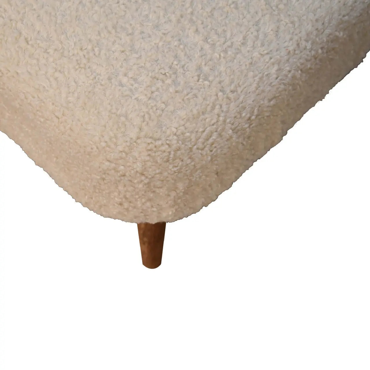 Boucle Cream Square Footstool - Living with Luxury
