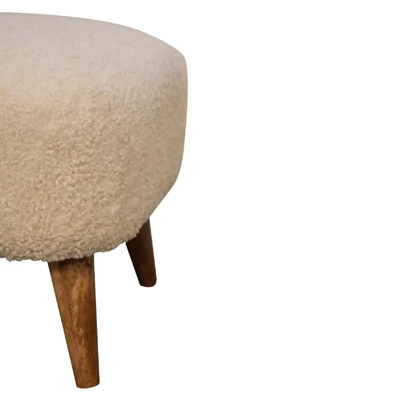 Boucle Cream Square Footstool - Living with Luxury