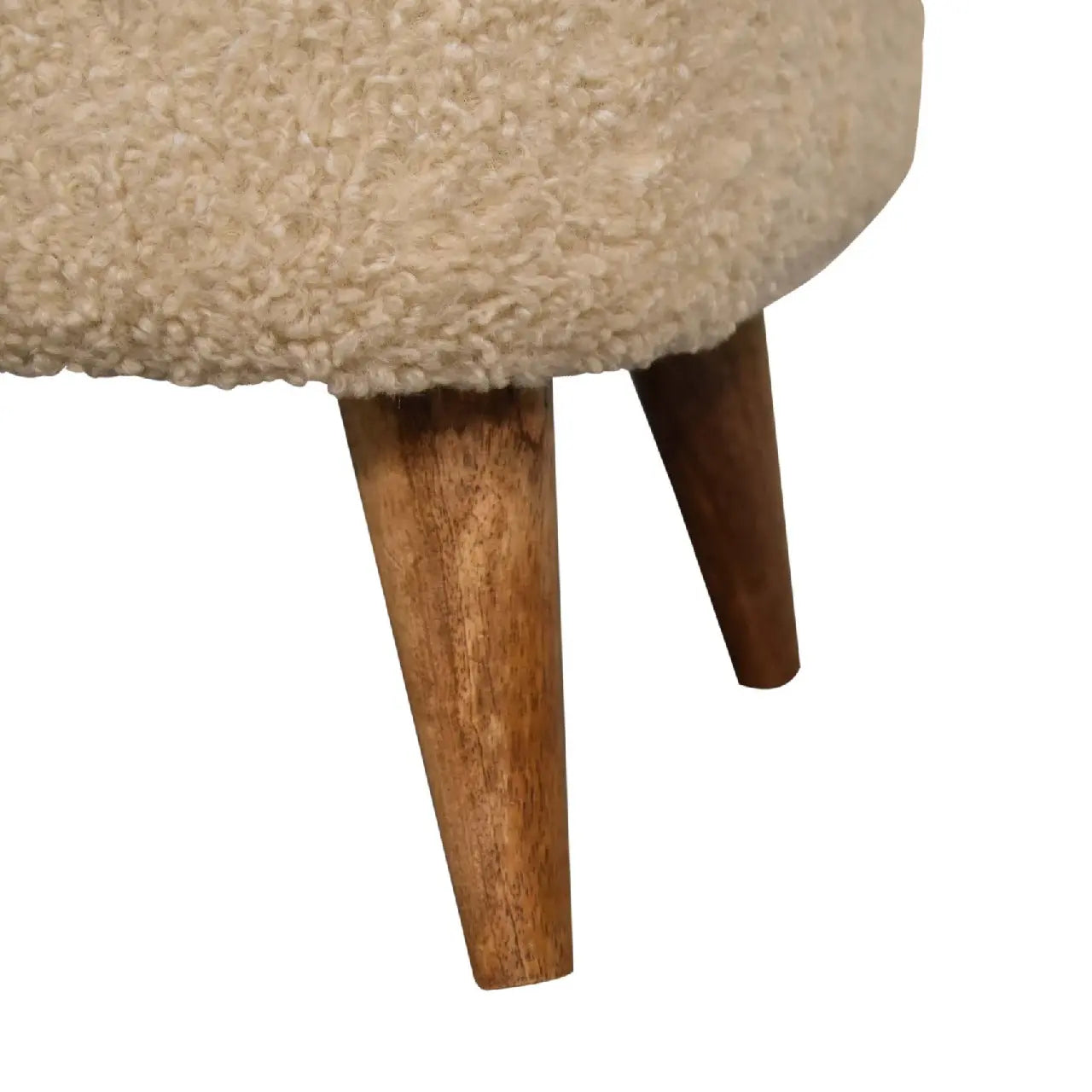 Boucle Cream Square Footstool - Living with Luxury