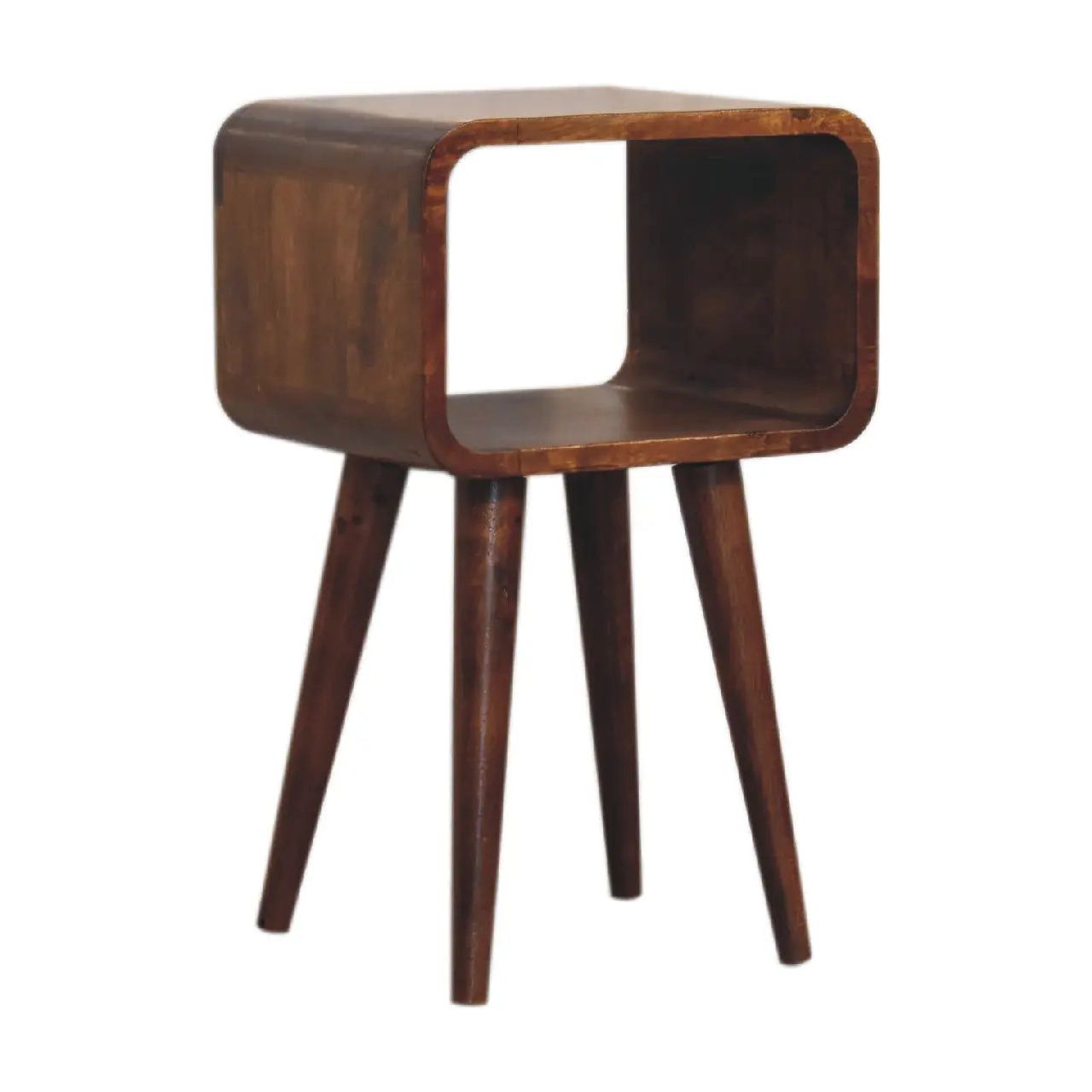 Mini Chestnut Curved Open Bedside - Living with Luxury