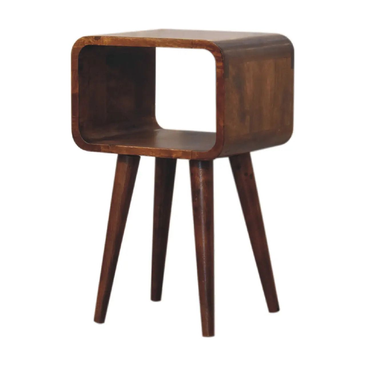 Mini Chestnut Curved Open Bedside - Living with Luxury