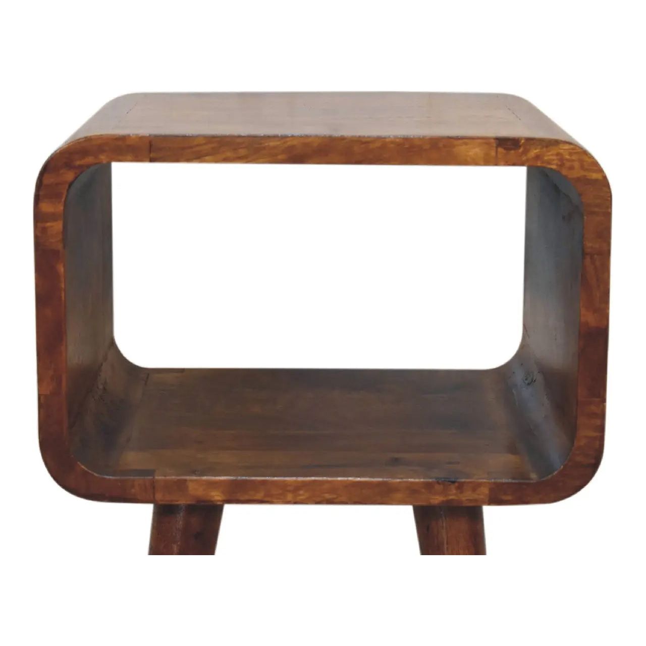 Mini Chestnut Curved Open Bedside - Living with Luxury